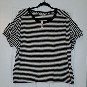Madewell Ruffle-Sleeve Tee in Stripe Size XL